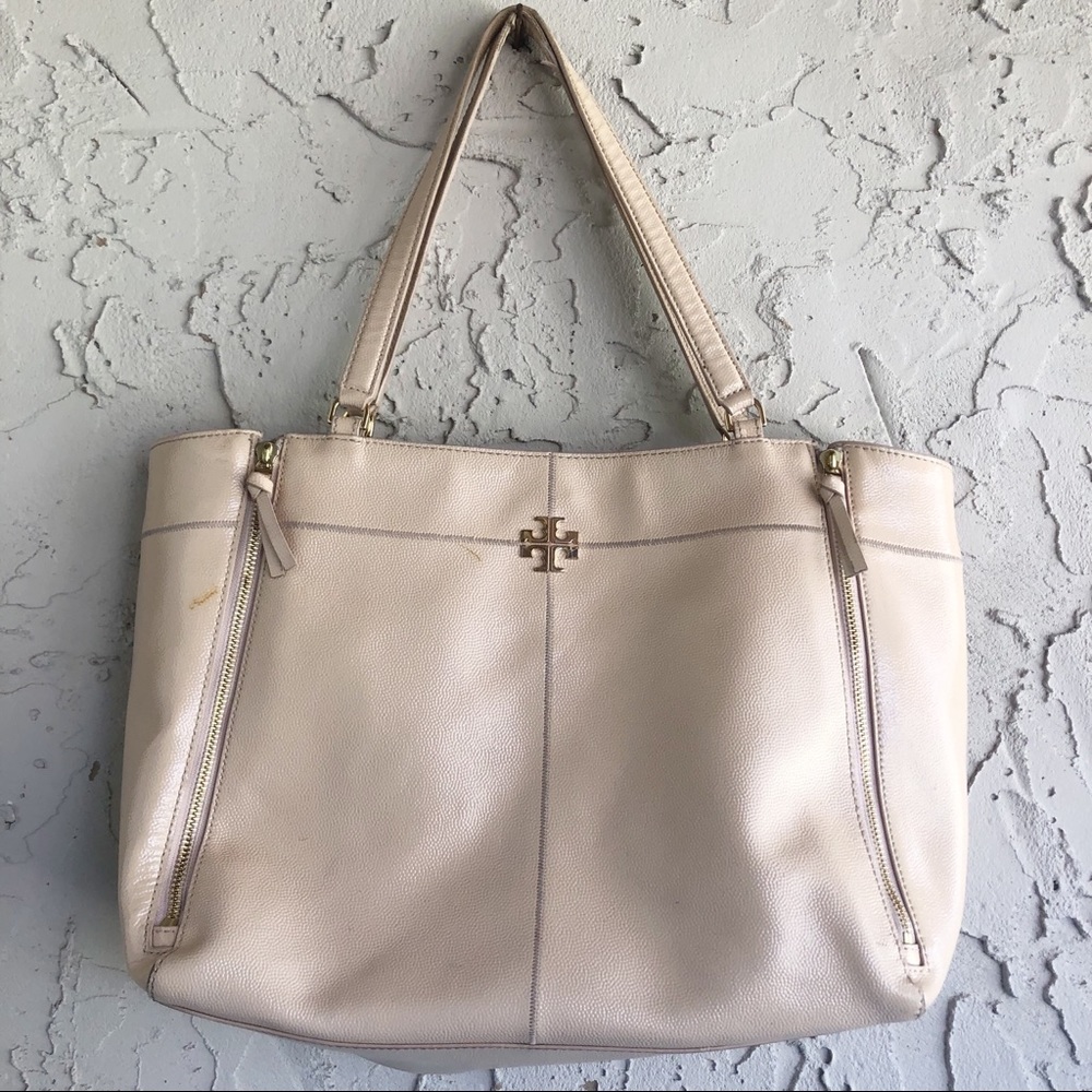 Tory Burch Ivy Side Zip Tote Leather